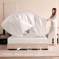 Top Grade 4 pièces 6A + ensembles de literie de luxe 100% feuille de soie de mûrier naturel Ultra doux Durable 1 drap housse 1 drap plat 2 oreiller