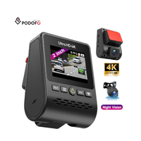 Caméra de tableau de bord Podofo 4K à double objectif, enregistrement en boucle, vision nocturne, WIFI, GPS, Type-C, caméra avant 4K + caméra arrière 1080P, fournisseur en gros
