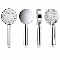 Set Shower Tangan Premium Chrome Poles Berkilau dengan Sprayer Bulat Warna Ivory dan Nozel Kelopak Bunga Putih untuk Proyek
