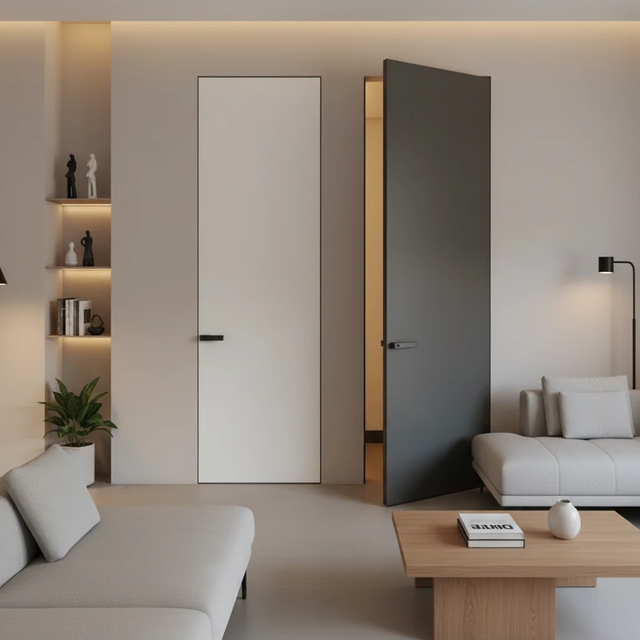 Simple Concealed Door Anti-theft Hidden Frame Melamine Board Modern Design Waterproof Bedroom Interior Door Suitable for Hotel
