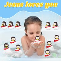 Jouets de baignoire en caoutchouc de Pâques Essentials pour panier de Pâques Petit Jésus Mouton Âne Pigeon et canard en PVC durable