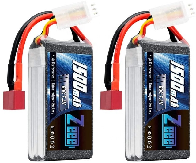 Zeee 7.4V 60C 1500mAh 2S RC Lipo Battery With Deans Plug for FPV Drone Quadcopter Helicopter Airplane