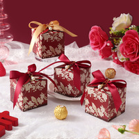 Nouvelle boîte à bonbons de mariage style français, motif floral et oiseaux, feuilles florales, boîte carrée en papier vide, petite boîte de fiançailles de qualité alimentaire