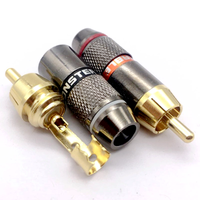 Conector RCA de Cobre Chapado en Oro, Cable de Audio, Adaptador de Conector Macho, Conectores de Soldadura