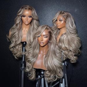 13*4 HD đầy đủ ren phía trước tóc con người glueless 9*6 ren đóng cửa Tóc Giả M chân tóc nổi bật tro tóc vàng Việt Nam tóc Ombre # 1B - Product Image 2