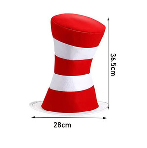 Sombrero <span class=keywords><strong>de</strong></span> Fiesta <span class=keywords><strong>de</strong></span> Cumpleaños <span class=keywords><strong>de</strong></span> Dr. Seuss para Halloween, Accesorio <span class=keywords><strong>de</strong></span> Disfraz, Sombrero Alto a Rayas Rojas y Blancas - Product Image 4