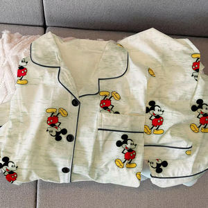 Nuovo Pigiama Donna Primavera/Estate con Stampa Cartoon, Cardigan a Maniche Lunghe, Set Due Pezzi per Casa - Product Image 2