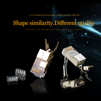 Conector Modular RJ45 Linkwylan con Orificios para Pines de 1.3 mm y Barra de Protección para Cables de Red Cat6 6A Cat7 de 24-23