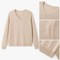 Pull en maille fine beige pour femme, manches longues, col rond, marque privée, vente en gros