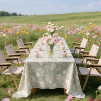 Nappe de table classique rétro à motifs floraux, nappe rectangulaire en tissu jacquard pour décoration de table de jardin, banquet, mariage, festival en plein air