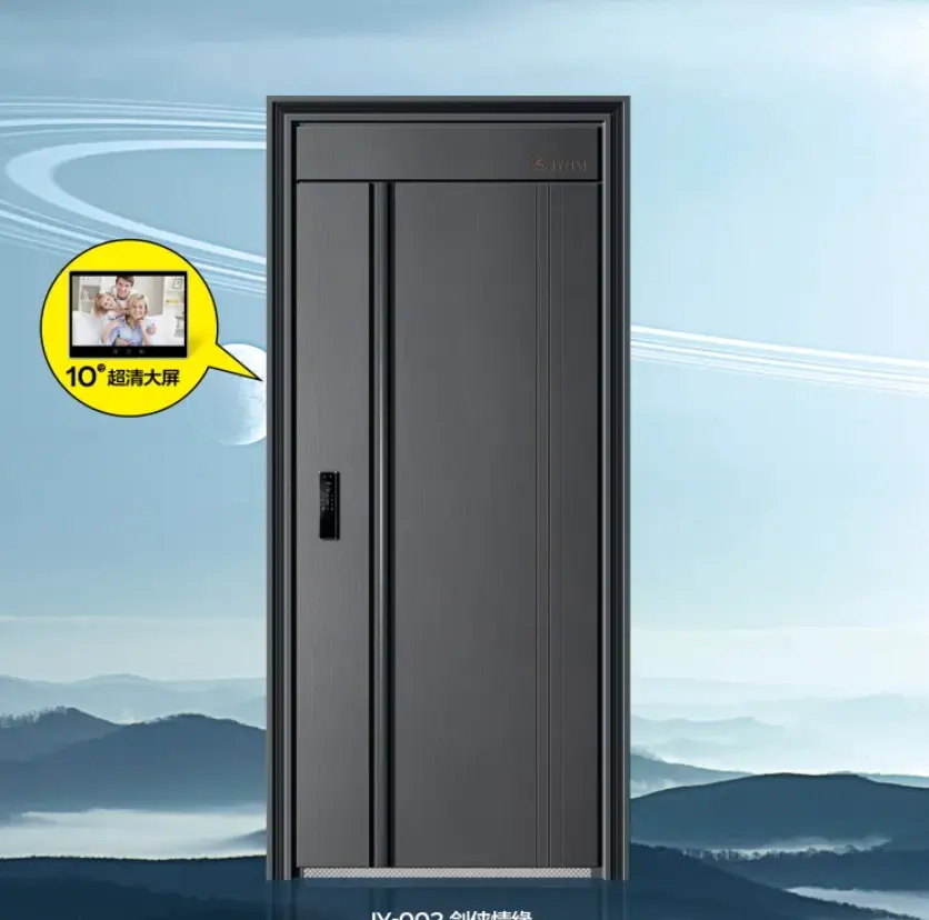 Pintu baja keamanan desain modern 1.0/2.0 keamanan eksterior pintu depan dengan kunci pintar