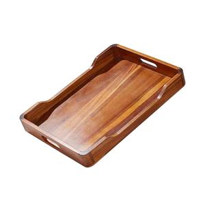 Wood Serving Tray with Handles Tray for Coffee Table <strong>Breakfast</strong> Dinner &amp; <strong>Bar</strong> Rustic Decorative Storage Tray House Warming Gifts - Product Image 1