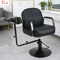 OEM 360 °   Chaise de barbier pivotante avec plateau intégré, plateau à outils en métal pour salon de coiffure, pour la coloration des cheveux