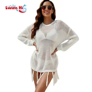 Wholesale New Design Summer Beach Blouse Women's Hollow Tassels Beach Cover Up Women Beach Cover