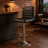Tabouret de bar ergonomique moderne JOHOOFURNITURE en cuir PU noir, pivotant, hauteur réglable, base ronde chromée, structure en acier, pour bar à domicile