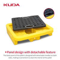 Palette anti-déversement industrielle pour déchets dangereux KUDA 072072A-FSLTP, bac anti-fuite résistant à la corrosion 720x720x155mm