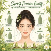 JLY Ensemble d'éponges de maquillage en bambou ultra-douces, utilisation humide et sèche, pour fond de teint, contouring et correcteur