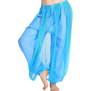 Pantalones Bombachos de Danza del Vientre de Chifón, Pantalones Árabes de Halloween con Lentejuelas Brillantes, Pantalones de Fantasía <span class=keywords><strong>para</strong></span> Bailarinas - Product Image 3
