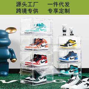 Boîte de rangement transparente pour chaussures, organisateur rectangulaire empilable avec couvercle, boîte de présentation en plastique anti-poussière pour baskets, chaussures AJ - Product Image 5
