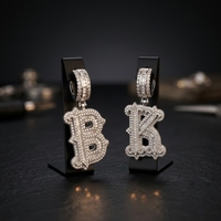 Collier personnalisé avec lettre en zircon scintillant, chaînes plaquées or, pendentif en cristal de glace baguette, style hip-hop unisexe