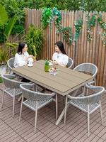 Chaise et table à manger en rotin d'extérieur design nordique pour hôtel maison balcon cour terrasse espaces de vie extérieurs