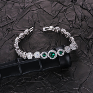 Joyeria De lujo para mujer De Pulsera De Tenis 1 Fila CZ 14K chapado en oro Iced Out Cubic Zirconia Solitaire Cluster Tennis Bracelet - Product Image 4