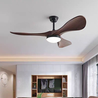 Ventilateur de plafond à 3 pales de 52 pouces en bois et ABS avec télécommande, moteur DC ETL, lampe LED