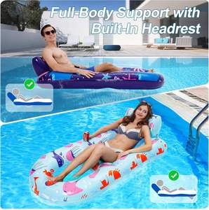 Double Person PVC <b>Inflatable</b> <b>Pool</b> Float 64"Lx36"W Oversized <b>Pool</b> Lounger Raft with Cup Holders for Adults Couples - Product Image 3