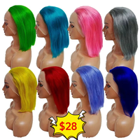 Promotion Letsfly : Perruque Bob de 10 pouces, 100% cheveux humains, ombrée, soyeuse, avec dentelle frontale 13x4, perruque courte et droite en cheveux humains