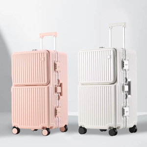 Valise multifonctionnelle avec ouverture frontale, roulettes antivol, grande capacité, support pour téléphone portable et porte-gobelet - Product Image 1