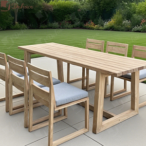 High-End <span class=keywords><strong>Outdoor</strong></span> Restaurant Meubelen Hotel Villa Teak Frame Buiten Stof 8 Tot 10 Persoons Terras Eettafel En Stoel Set - Product Image 1