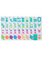 Jeu de Mahjong chinois blanc et violet, tuiles de Mahjong imprimées colorées avec motif de lotus au dos, jeu de loisirs familial personnalisable