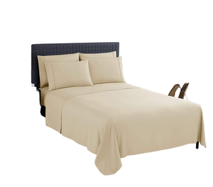 Ensemble de draps plats en microfibre respirante, légère et douce, 4 pièces, poches profondes, tissage uni, par Harshit International India - Product Image 1