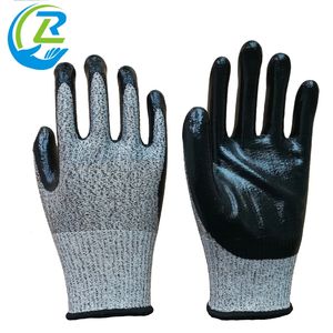 Alto rendimiento Anti corte Nivel 5 HPPE Shell con guantes de trabajo de seguridad recubiertos de nitrilo suave - Product Image 3