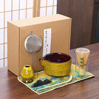 Kit de thé matcha en céramique avec boîte colorée, bol en céramique avec bec verseur, fouet à matcha en céramique, support pour fouet, spatule à thé