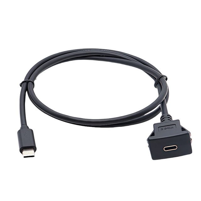 TYPE-C Panel Female Socket 30cm Length with Front Installation Male Straight Plug with Thread USB3.0 Circular Connector