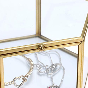 Boîte à souvenirs décorative vintage luxueuse pour la maison, motif géométrique doré, organisateur carré, présentoir à bijoux en papier et cuir - Product Image 5