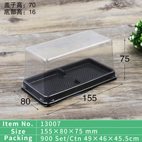 Boîte à gâteau rectangulaire jetable transparente en PET à 2 compartiments, qualité alimentaire, emballage en vrac