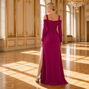 Fabricant de robes de soirée à manches longues et à fente haute, en gros, OEM, ODM - Product Image 2