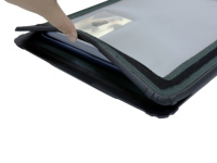 Housse d'ordinateur portable en caoutchouc anti-chute personnalisée ODM avec fermeture magnétique, support pliable multi-angles et fenêtre transparente