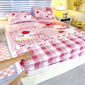 Ensemble de literie Cake <span class=keywords><strong>My</strong></span> Melody 3 pièces, imprimé de dessins animés mignons, drap-housse tout compris - Product Image 1