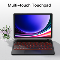 Casing Keyboard Ajaib Nirkabel BT Kapasitif USB Tipe C dengan Lampu Latar untuk Tab S9+/s9/s9 Fe/s8/s7, Dudukan Magnetik Cantilever Mengambang