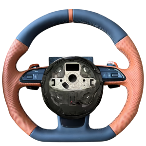 Volant en cuir perforé <span class=keywords><strong>marron</strong></span> personnalisé pour Audi B9 A3 A4 A5 S4 RS5 S3 S4 S5 A6 A7 A8 Q5 Q7 TT R8 S6 RS6 <span class=keywords><strong>RS7</strong></span> S7 B8.5 B8 - Product Image 1