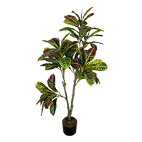 Arbre artificiel en croton de 120 cm, plante en croton en soie, plante artificielle en bonsaï pour décoration intérieure