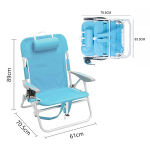 आउटडोर हल्के 3 Reclining स्थिति एल्यूमीनियम उच्च सीट पोर्टेबल तह समुद्र तट कुर्सी - Product Image 5