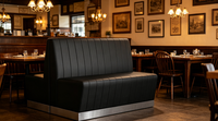 Banquettes de restaurant modernes personnalisables avec matériaux en cuir PU, bois et pierre, écologiques, durables, faciles à nettoyer, mobilier commercial