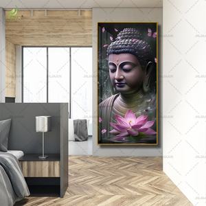 Vitrina de Porcelana de Cristal Resplandeciente, Pintura de Porcelana de Cristal de Agua de Alta Gama, Estatua de Buda Loto con Luz LED - Product Image 3