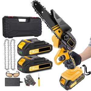 Mini Motosierra Eléctrica Inalámbrica <span class=keywords><strong>de</strong></span> 6 Pulgadas, Velocidad <span class=keywords><strong>de</strong></span> 19.2 Pies/S, con Tensor <span class=keywords><strong>de</strong></span> Cadena Automático para Uso en Jardín - Product Image 1