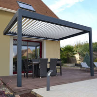 Pergola Électrique à Lames Orientables en Alliage d'Aluminium - Étanche et Isolée pour Jardin, Aménagement Paysager, Villa, Jardin de Loisirs et Cours Extérieures