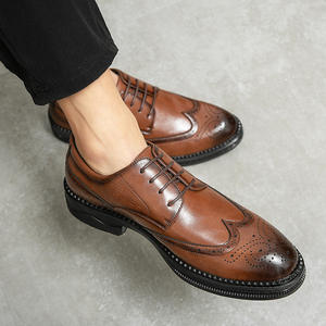 Chaussures Oxford Brogues carrées en cuir véritable sur mesure pour hommes, haut de gamme, pleine fleur, décontractées, respirantes, antidérapantes, massantes - Product Image 3